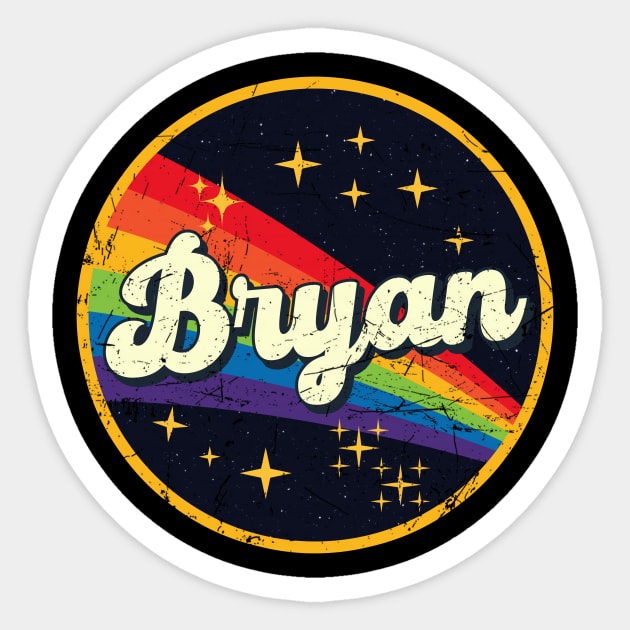 Bryan // Rainbow In Space Vintage Grunge-Style Sticker by LMW Art